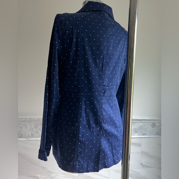 Chico’s Polka Dot Stretch Navy Jacket Blazer - Picture 8 of 12